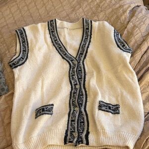 Chic V-Neck Sweater Vest with Black Accents